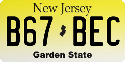 NJ license plate B67BEC