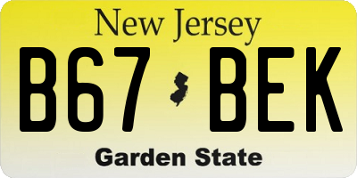 NJ license plate B67BEK