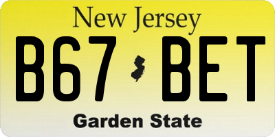 NJ license plate B67BET