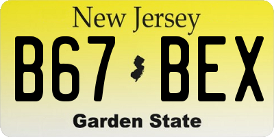 NJ license plate B67BEX