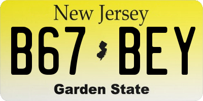 NJ license plate B67BEY