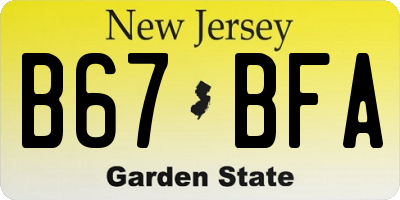 NJ license plate B67BFA