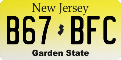 NJ license plate B67BFC