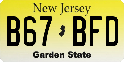NJ license plate B67BFD
