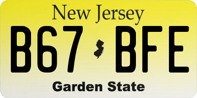 NJ license plate B67BFE