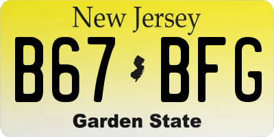 NJ license plate B67BFG