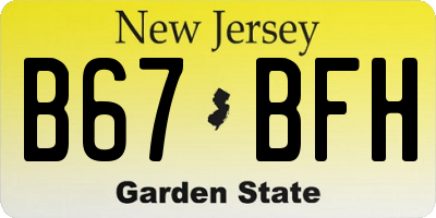 NJ license plate B67BFH