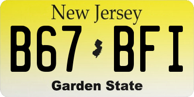 NJ license plate B67BFI