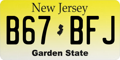 NJ license plate B67BFJ