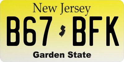 NJ license plate B67BFK