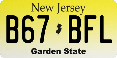 NJ license plate B67BFL