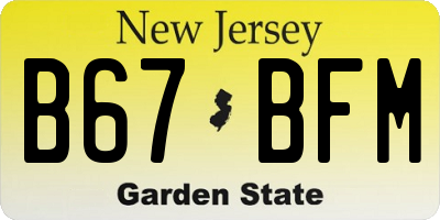 NJ license plate B67BFM