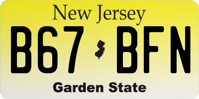 NJ license plate B67BFN