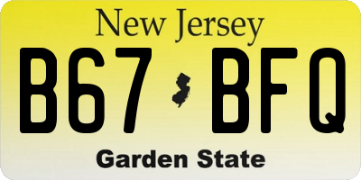 NJ license plate B67BFQ