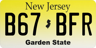 NJ license plate B67BFR