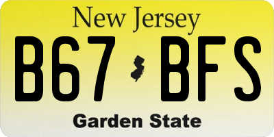 NJ license plate B67BFS