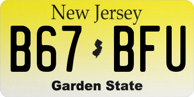 NJ license plate B67BFU