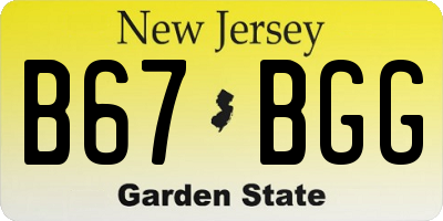 NJ license plate B67BGG