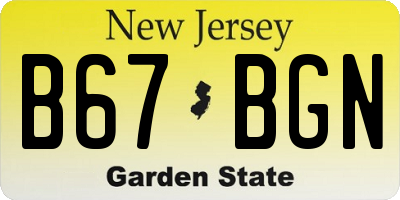 NJ license plate B67BGN