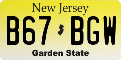 NJ license plate B67BGW