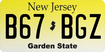 NJ license plate B67BGZ