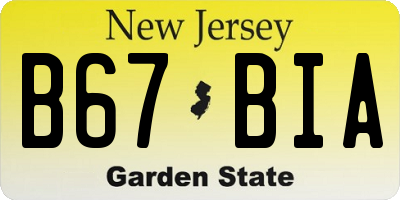 NJ license plate B67BIA