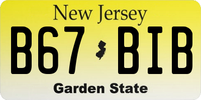 NJ license plate B67BIB