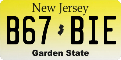 NJ license plate B67BIE