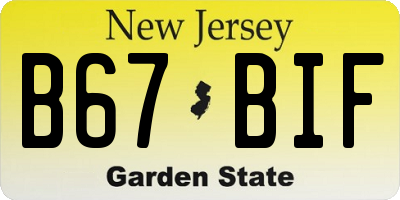 NJ license plate B67BIF