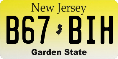 NJ license plate B67BIH