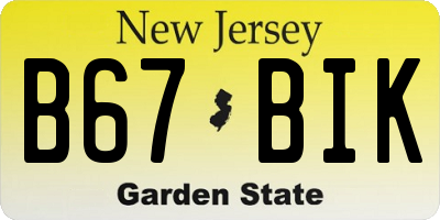 NJ license plate B67BIK