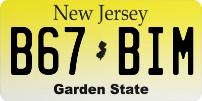 NJ license plate B67BIM