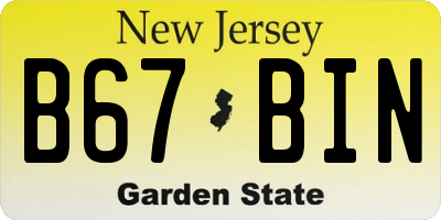NJ license plate B67BIN