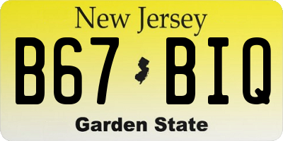 NJ license plate B67BIQ