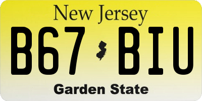 NJ license plate B67BIU