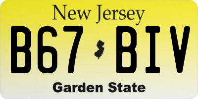 NJ license plate B67BIV