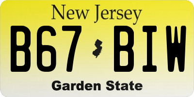 NJ license plate B67BIW