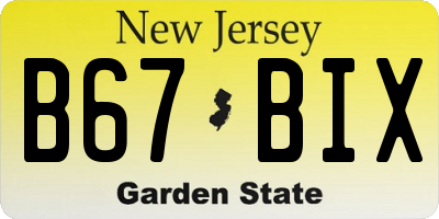 NJ license plate B67BIX