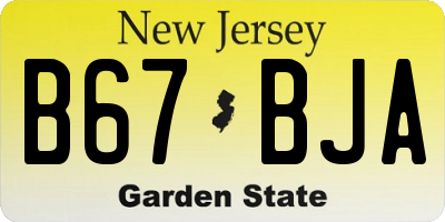 NJ license plate B67BJA