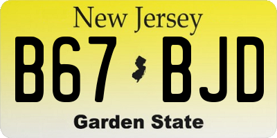 NJ license plate B67BJD