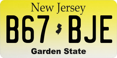 NJ license plate B67BJE