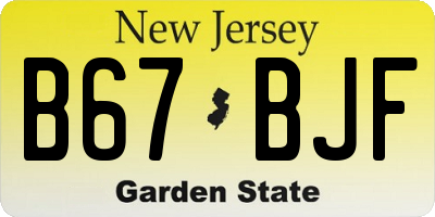NJ license plate B67BJF