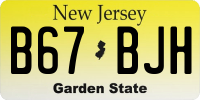 NJ license plate B67BJH