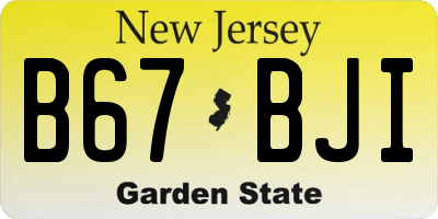 NJ license plate B67BJI