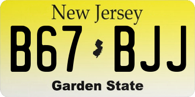 NJ license plate B67BJJ