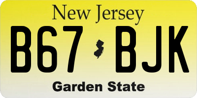 NJ license plate B67BJK