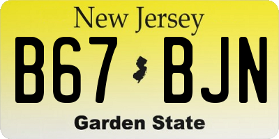NJ license plate B67BJN