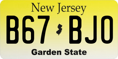 NJ license plate B67BJO