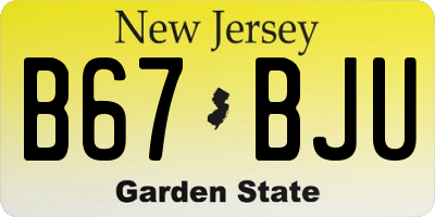 NJ license plate B67BJU