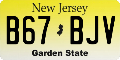 NJ license plate B67BJV